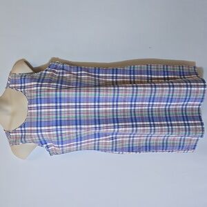 L.L.‎ Bean Cotton Pastel Plaid Shift Dress Size 16 Preppy Heritage Old Money
